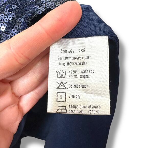 Ever Pretty Navy Blue Sexy Spaghetti Straps Fishtail Sequin Evening Gown US 16 - Picture 11 of 12